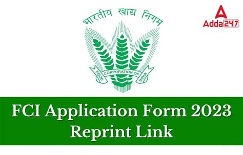 FCI Application Form 2023 Reprint Link Active Now Check Link