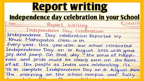 Report Writing Independence Day Celebration In Your School Lndependence