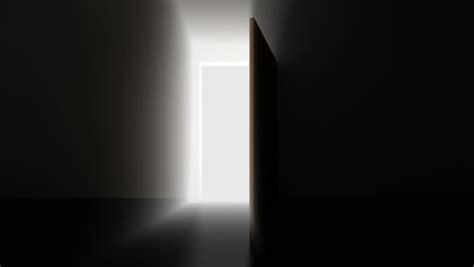 Door Opening Dark Room Bright Light Stock Footage Video Royalty