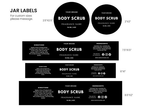 Canva Black Product Label Templates Body Butter Labels Oz Etsy