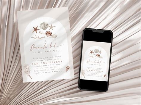 Beach Babe Invitation Bundle Seashell Shower Suite Boho Beach Baby