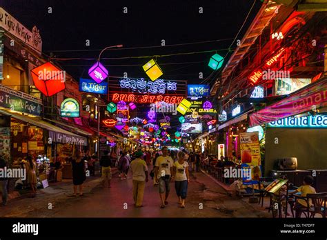 Siem Reap Cambodia 11th January 2018 Colouful Neon Lights Of Pub