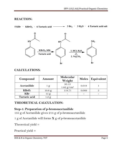 Preparation Of P Bromoaniline From Acetanilide PDF