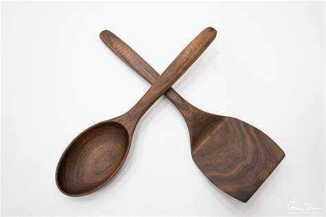 Wood Spoon And Spatula Cooking Utensils With Wood Rose Inlay Corbin S