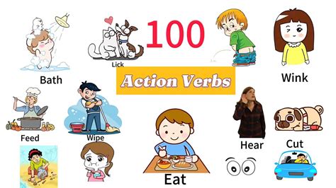 100 Action Verbs Daily Life Englishvocabulary With Examples English Actionverbs Youtube