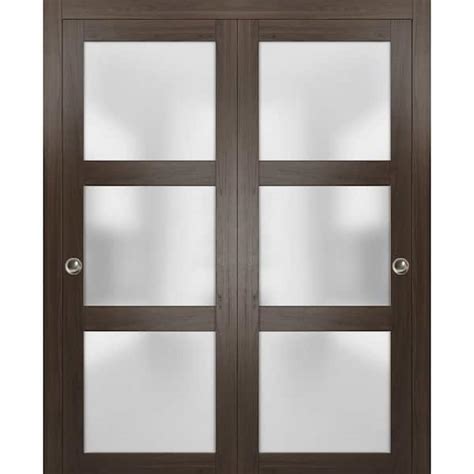 Sartodoors In X In Panel Brown Finished Wood Sliding