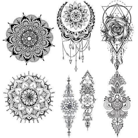 Tatuajes Temporales De Flores Y Mandala Para Mujer Pegatina De Tatuaje