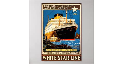 Vintage Poster For The White Star Line Zazzle