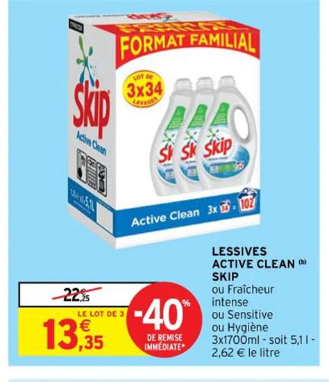 Promo Skip Lessives Active Clean Chez Intermarch