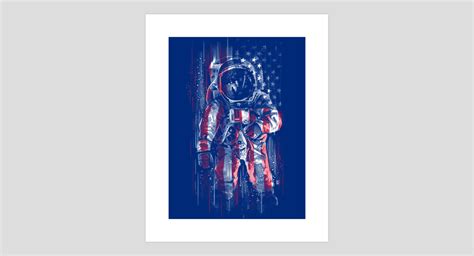 Astronaut Flag Art Prints By C Y Te Design By Humans