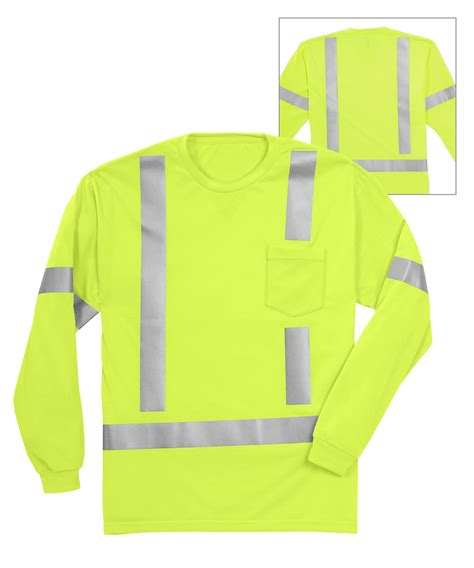 ANSI Class 3 High Visibility Pocket T Shirts Long Sleeve