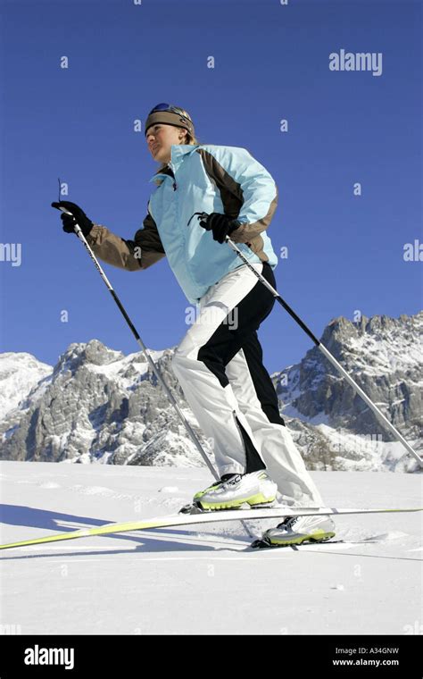 Cross Country Skiing Austria Alps Stock Photo Alamy