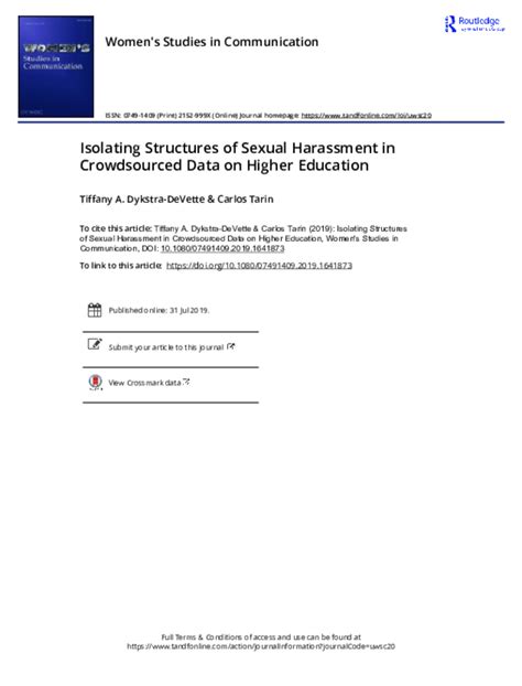 Pdf Isolating Structures Of Sexual Harassment In Crowdsourced Data On Higher Education