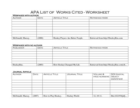 16 Mla Bibliography Worksheet Free Pdf At