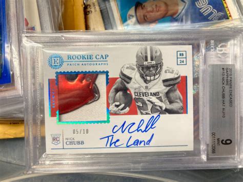 2018 Panini Encased Rookie Cap Patch Autograph Sapphire 113 Nick