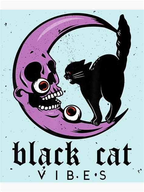 "Black Cat Vibes Cat Lady Black Cat Moon Halloween Black Cat" Poster ...