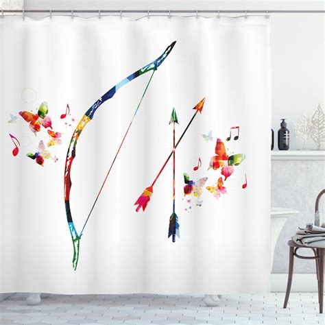 INPERCUST Artistic Shower Curtain With Abstract Bow And Arrow Print For