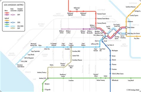 Transit Maps Unofficial Map Los Angeles Metro For The “analogue Guide Los Angeles”