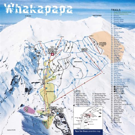 Whakapapa ski map, New Zealand, Oceania