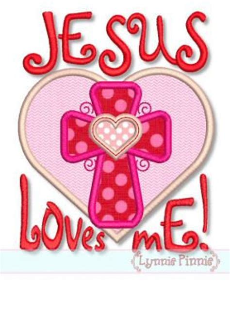 JESUS Loves Me Heart Cross Applique 4x4 5x7 6x10 Machine - Etsy