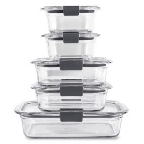 Rubbermaid® Brilliance 10-Piece Glass Storage Containers Set, 10 units ...