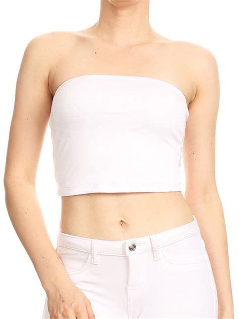 Imagenation Double Front Strapless Cropped Tube Top Large White