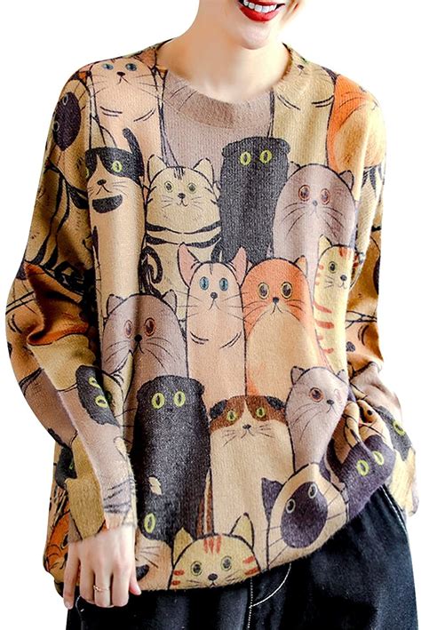 YESNO Women Sweater Graphic Oversized Pullover Sweaters Casual Loose