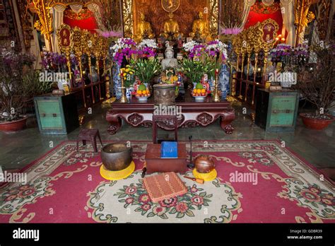 Buddha statue with altar, Chua Vinh Pagoda, Ho Chi Minh City, Saigon ...