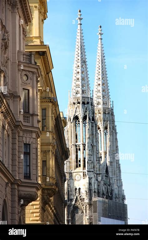 The Votivkirche Towers Votive Church In Vienna Austria Stock Photo