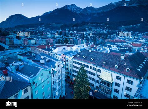 Austria Tyrol Innsbruck Elevated View Of The Golden Roof Goldenes