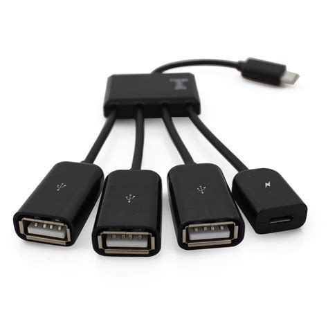 4 Ports Micro Usb Otg Charge Hub Cable Connector Spliter Micro Usb Otg