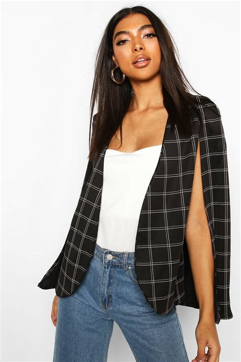 Tall Check Cape Blazer