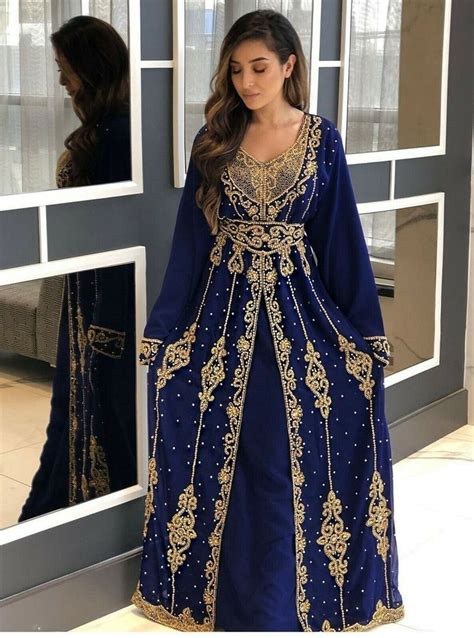 Royal Moroccan Dubai Kaftan Arabic Abaya Maxi Hand Beaded Caftan