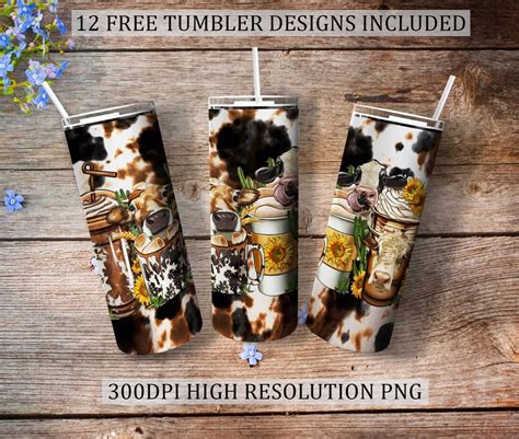 Cows Coffee Cups Oz Skinny Tumbler Png Sublimation Design Oz