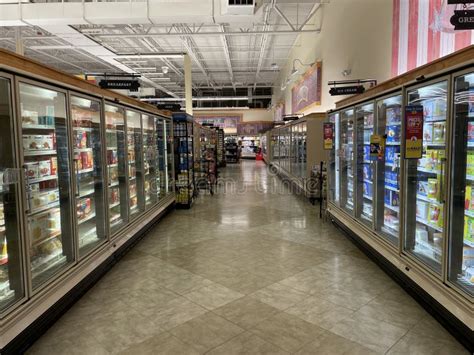 Food Lion Grocery Store Interior Looking Down A Frozen Food Aisle