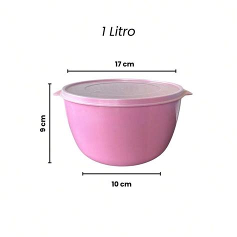 Kit 10 Potes Bowls 5 De 1 Litro E 5 De 500 ML Tapoer Marmita