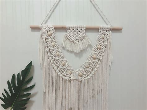 手工編織 Macrame 波西米亞流蘇串珠客廳臥室裝飾掛飾壁掛掛毯 深藍色｜壁貼牆壁裝飾人氣榜 Pinkoi