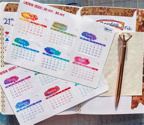 Monthly Mini Stickers for 2024, Planner Calendar Page Stickers for Yea – She by the Sea