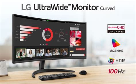 LG 34WR50QC B 34 Curved UltraWide WQHD HDR 10 100Hz Monitor With AMD