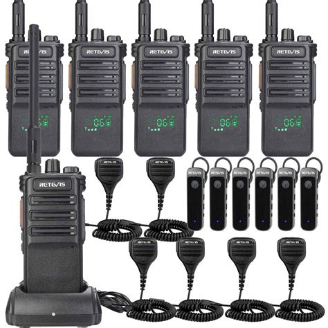 Retevis Rb89 Gmrs Walkie Talkie 6 Pack With Shoulder Speaker Mic And