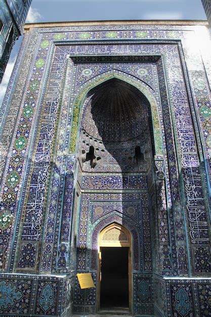 Mosaicos Azules Y Azules Del Complejo Shakhizinda En Samarcanda En