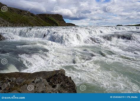 Gullfoss Powerful Cascade Waterfall In Iceland Stock Image Image Of