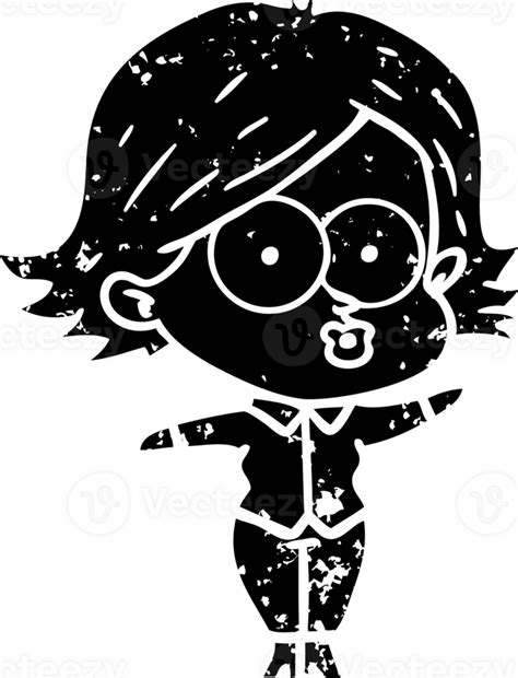 Cartoon Girl Pouting Distressed Icon 45435859 Png