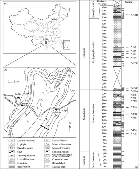 Geological Setting Of The Tieqiao Section A B Lithological