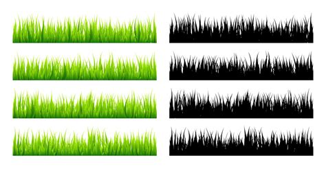 Premium Vector Meadow Silhouettes With Grass Plants On Plain Green