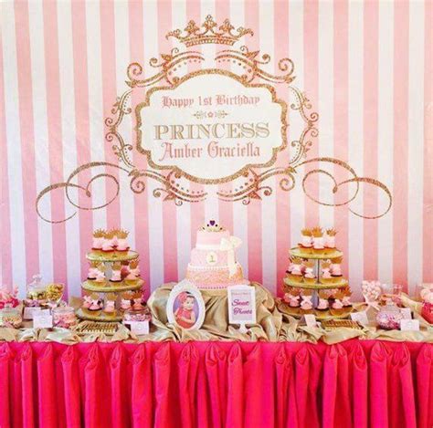 Royal Princess Gold Pink Party Banner Backdrop Digital File Only