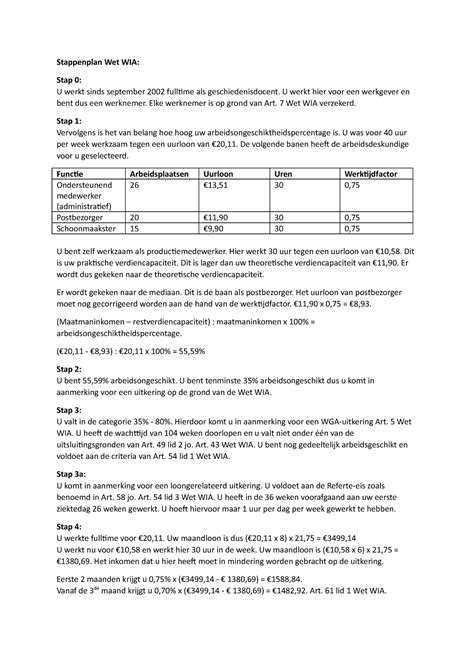 Stappenplan Wet Wia Stappenplan Wet Wia Stap U Werkt Sinds