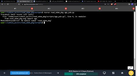 Modulenotfounderror Exercise Of Ros Basics In Days Ros Basics