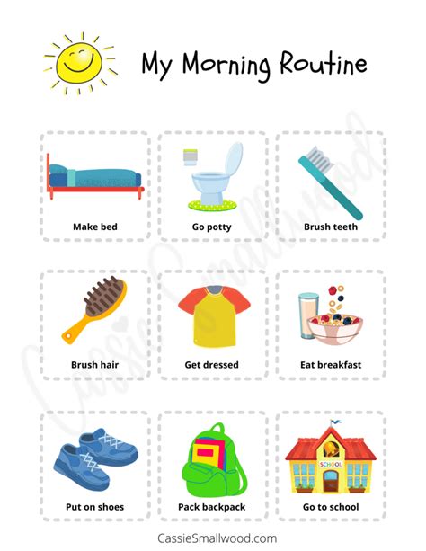 Morning Routine Chart For Kids Free Printable