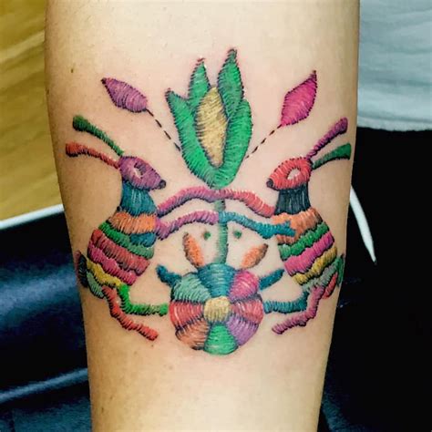 Tatuajes de bordado mexicano 2 artes unidas en la piel GALERÍA